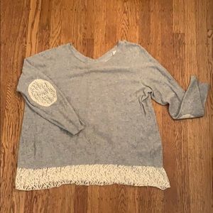 Grey sweater with lace back
